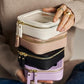 Small Cosmetic Bag for Purse Mini Makeup Bag for School Cute Clear Make Up Pouch for Travel Tiny Leather Purple Make Up Organizer Case for Backpack Toiletry Bag Waterproof Square Pouch with Zipper