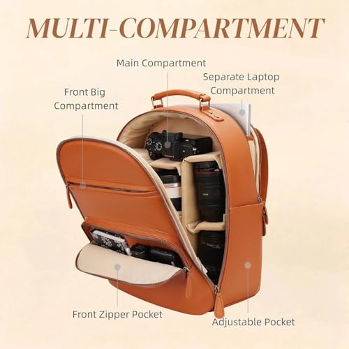Camera Backpack Classic PU Leather for DSLR