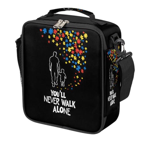 Autism Lovely Kids Lunch Box for Girls Boys Reusable Insulated Lunch Bag for Kids Toddler Thermal Cooler Spacious Lunchbox with Shoulder Strap Lunchbag for School Work Picnic (print 11)