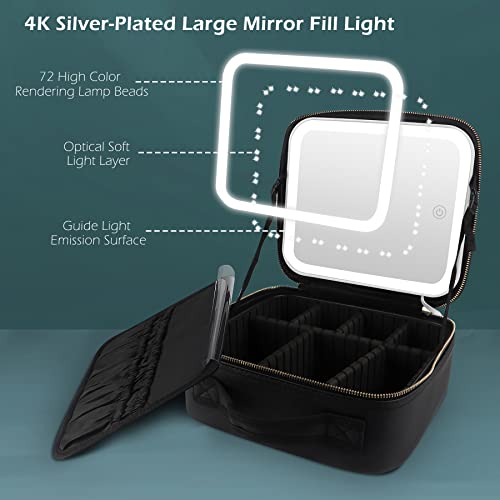 Travel Makeup Bag Cosmetic Bag Makeup Organizer Bag with Lighted Mirror