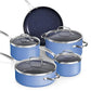 Healthy Duralon Blue Ceramic Nonstick Coated 9pc Cookware Set