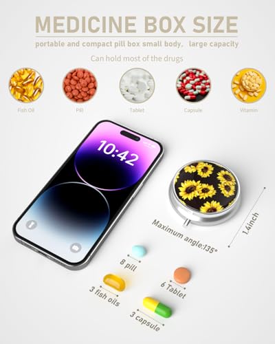 Pill Box 3 Compartment Portable Travel Medicine Box with Mirror