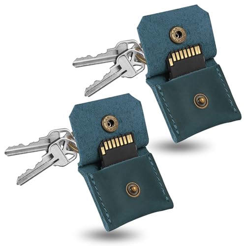 Genuine Leather SD Card Holder Keychain