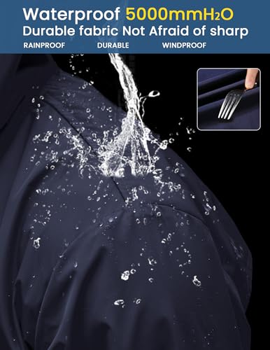 Men's Rain Coats With Hood Waterproof Rain Jacket With Pockets Trench Raincoat Men
