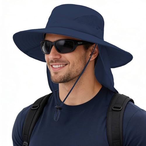UPF 50+ Wide Brim Sun Hat with Neck Flap