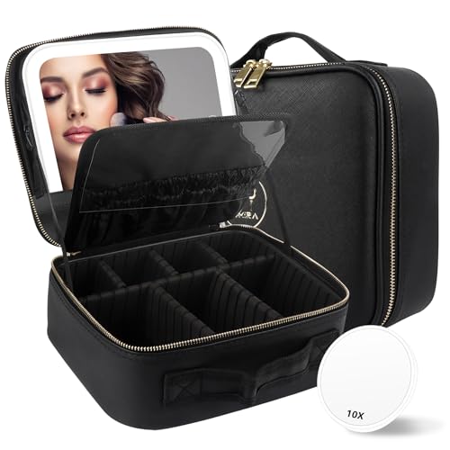 Travel Makeup Bag Cosmetic Bag with Lighted Mirror