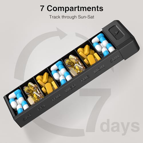 Pill Organizer with Aluminum Shell for One Week Capacity