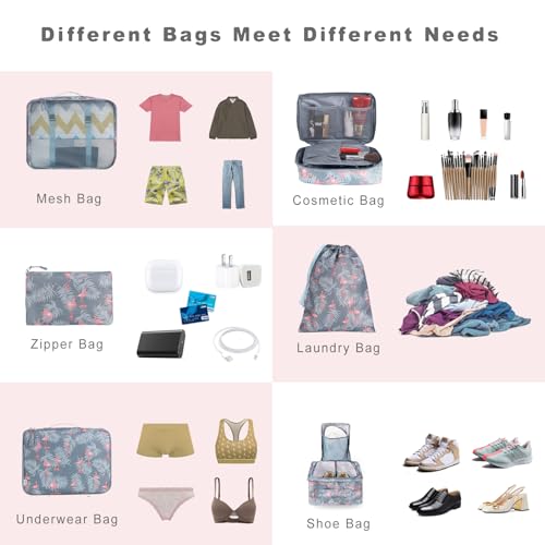 8 Set Packing Cubes Luggage Packing Organizers for Travel Accessories