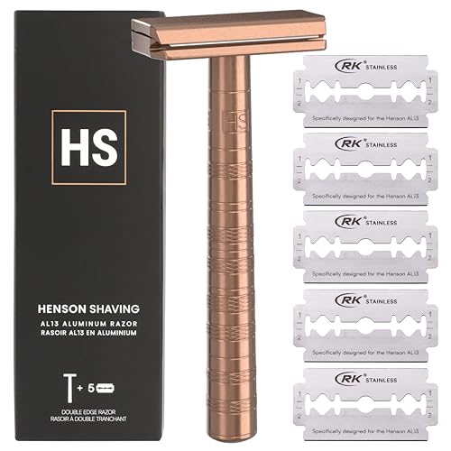 Razor Copper Double Edge Safety Razor with 5 Spare Blades