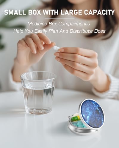 Pill Box 3 Compartment Portable Travel Medicine Box with Mirror