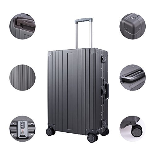 All Aluminum Luggage Zipperless Hard Shell Luggage Case with TSA Lock Spinner Alloy Metal Suitcase