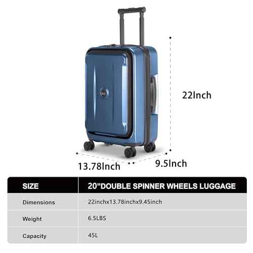 Carry On Luggage with Front Pocket & USB Port