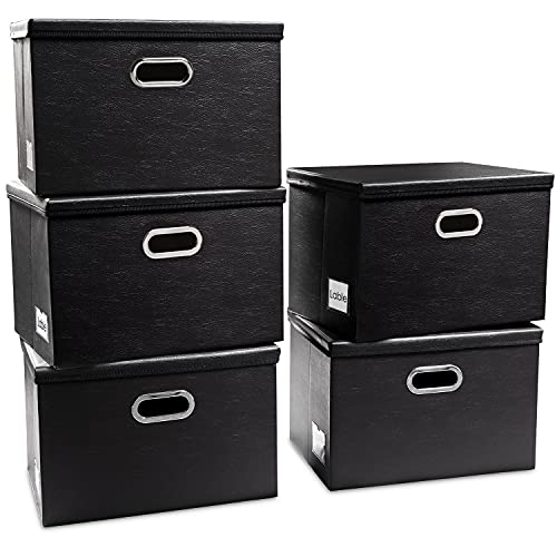 Foldable Storage Bins with Lids [5 (5 Count)