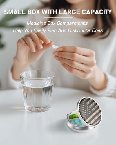Pill Box 3 Compartment Portable Travel Medicine Box with Mirror
