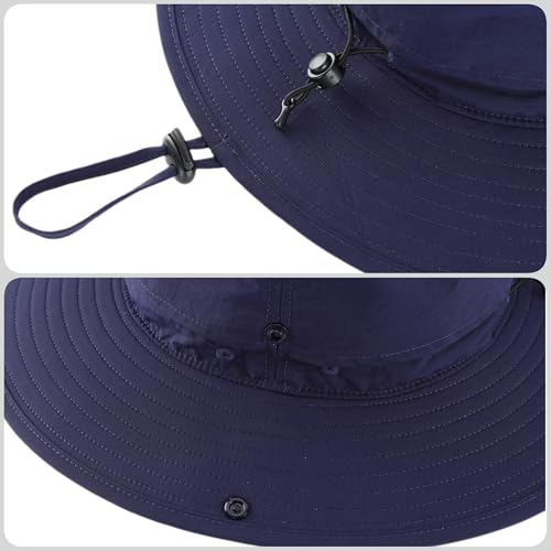 UPF 50+ UV Protection Sun Hat for Men Women Waterproof Bucket Hat for Fishing Hiking Camping Safari Hat Navy Blue
