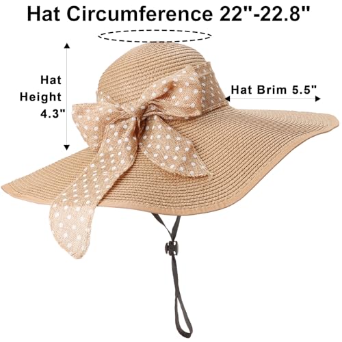 Wide Brim Sun Hat for Women Floppy Straw Hat Summer Beach Hats Fashionable Trendy Hats Sun Protection UPF 50+