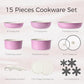 15Pcs Cookware Set with Detachable Handle