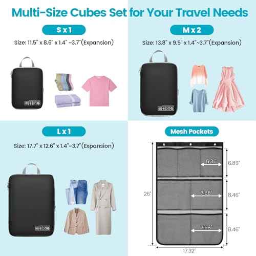 Compression Packing Cubes for Travel (5 Count)