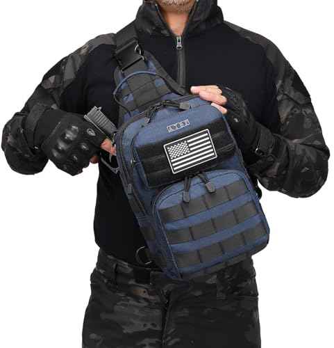 Tactical Sling Backpack With Holster Military Crossbody Bag for Men Single Shoulder Back Pack 10L