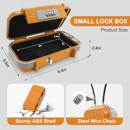 Portable Combination Lock Box with Adjustable Steel Cable