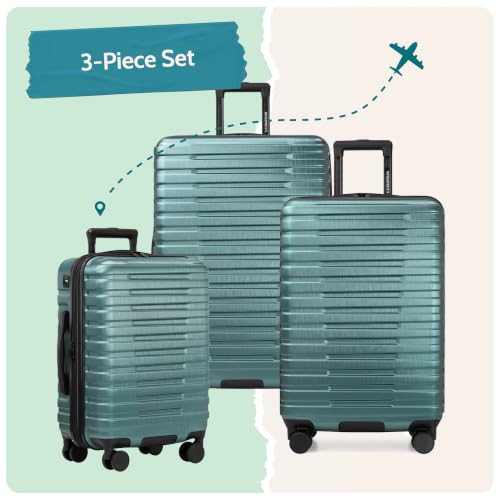 Boren Hardside Spinner Luggage With Aluminum Handle (3 Piece)