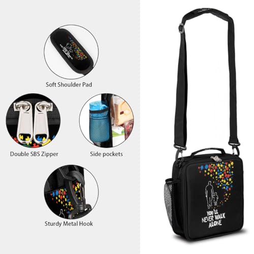 Autism Lovely Kids Lunch Box for Girls Boys Reusable Insulated Lunch Bag for Kids Toddler Thermal Cooler Spacious Lunchbox with Shoulder Strap Lunchbag for School Work Picnic (print 11)