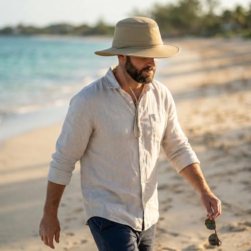 Cimarron Safari Sun Hat with Wide Brim for Outdoor Fishing Hiking Putty