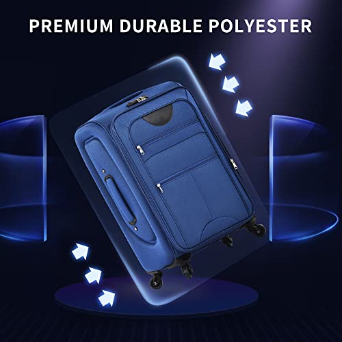 Softside Luggage Set Softshell Lightweight 3 Piece Spinner Suitcase (3 Count)