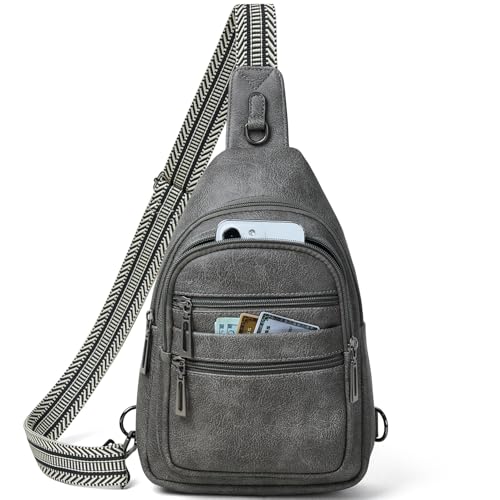 Sling Bag for Women Crossbody Bags Sling Purse Cross Body Backpack Vegan Leather Over Shoulder Bag Travel Handbag Gifts Dark Grey