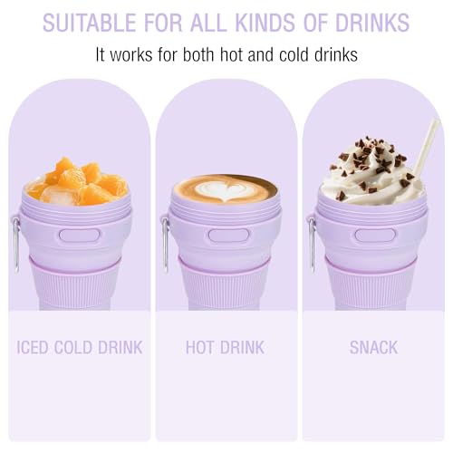 Silicone Collapsible Travel Mug Purple 15oz