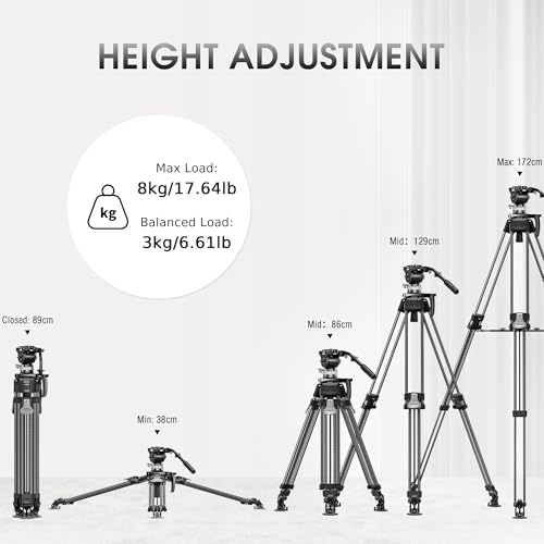 Professional Carbon Fiber Video Tripod with 360° Fluid Head