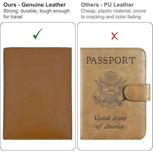 Deluxe Personalized Monogrammed Light Brown RFID Leather Passport Wallet