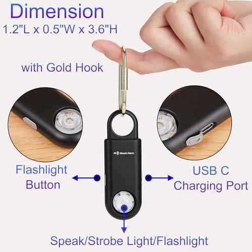 135dB Rechargeable Personal Alarm with Ultra Bright Flashlight