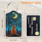 Starry Night Orange Cat 3 Pack PU Leahter Luggage Tag with Stainless Steel Loop (3 Count)