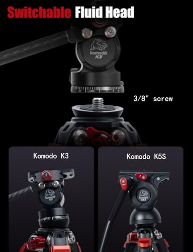 Gazelle TA3B+Komodo K3 Aluminum Camera Tripod with Fluid Head