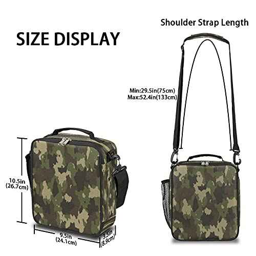 Camo Insulated Lunch Bag for Kids Students Lunch Box Meal Holder Camouflage Green Reusable Cooler Bag for Boys Thermal Lunch Box for School Picnic Travel Outdoor (Camo)