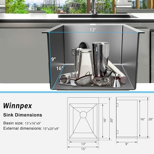 15x20 Inch Bar Sink Drop In