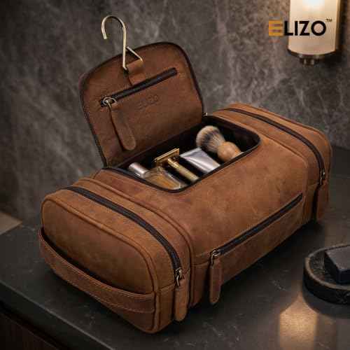 Real Leather Toiletry Bag for Men
