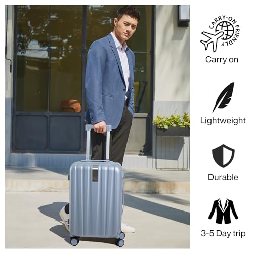 20 Inch Carry On Luggage 22x14x9 Airline Approved Lightweight PC Hard Shell Suitcases with Wheels Travel Luggage Rolling Suitcase Travel Luggage Bag for Weekender