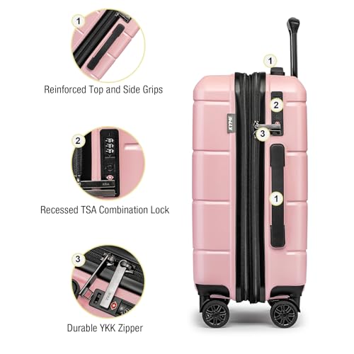 Carry On Luggage 22x14x9 Airline Approved Expandable Hardshell 20 Inch Suitcase with TSA Lock Carry On Suitcase with Wheels Small Travel Rolling Luggage with Cup Holder for Women