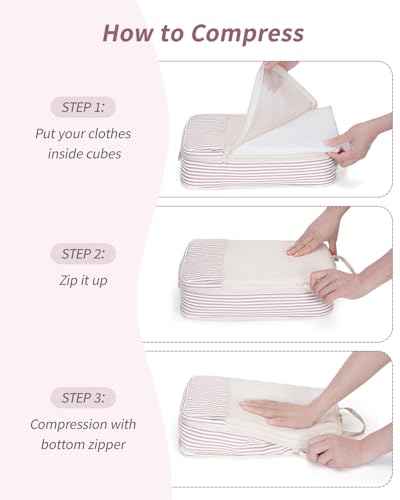 6 Set Compression Packing Cubes for Travel Women Men