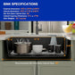 Matte Black Quartz Kitchen Sink 33” Undermount Single Bowl