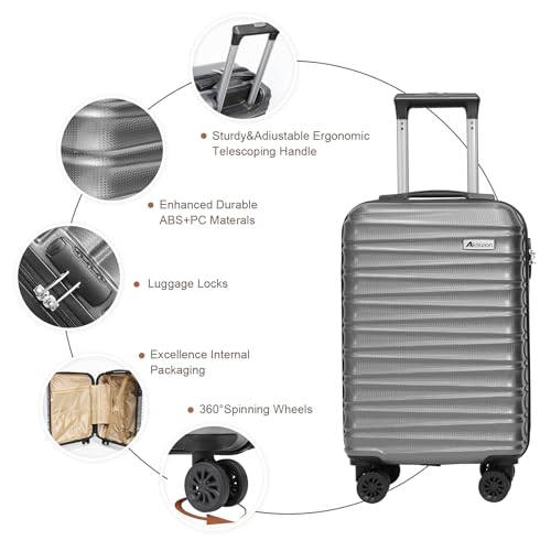 Luggage Set 3 Piece Luggage Set ABS hardshell Spinner Wheels Luggage Carry on Suitcase with Weekender bag & Toiletry bag