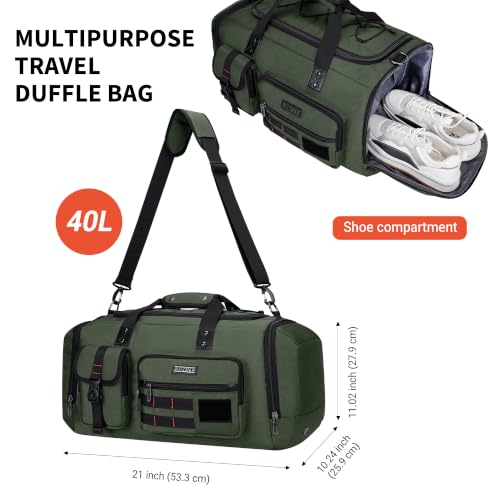 Duffle Bag for Men 3 in 1 Convertible 40L Nylon Gym Travel Backpack