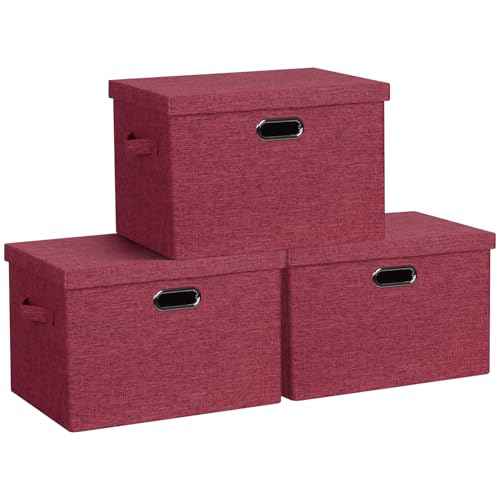 Storage Bins with Lids Fabric Closet Organizers Cubes Office Organization (3 Count)