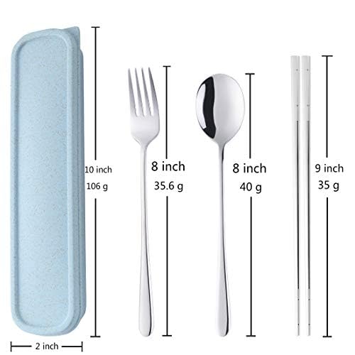 Portable Travel Flatware 3PCS Spoon Fork Chopsticks Set 18 (10.99 Count)