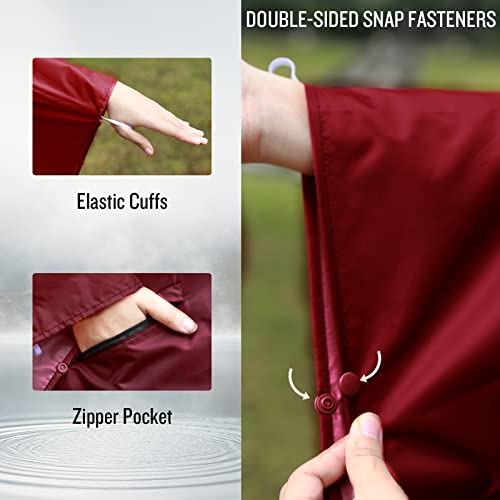 Adults Rain Poncho Waterproof Raincoat Women Gradient Hood with Pocket