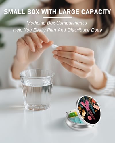 Pill Box 3 Compartment Portable Travel Medicine Box with Mirror