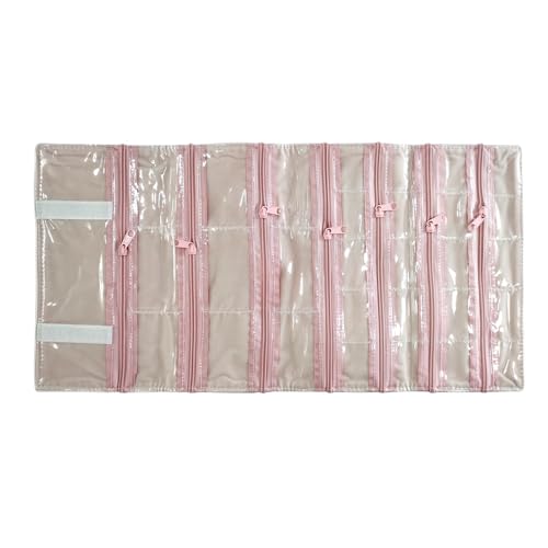 Travel Jewelry Roll Bag Portable Organizer Pouch With Grids&PVC Cover Storage Bags for Necklace
