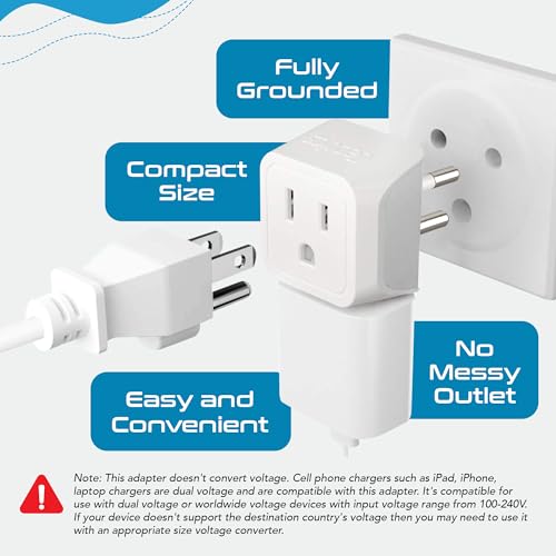 Thailand Travel Adapter with Dual Usa Input (3 Count)
